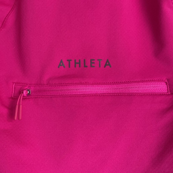 Athleta FUCHSIA PINK 1/4 Zip Up Long Thumb Hole Sleeve High Neck Top small s - Picture 6 of 13